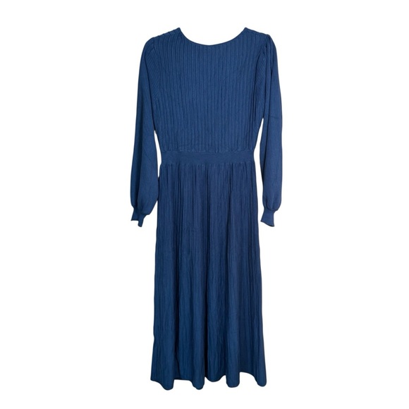 NWT Amazon Agseem Blue Long Sleeve Ribbed Knit Maxi Dress 100% Viscose - Picture 4 of 13